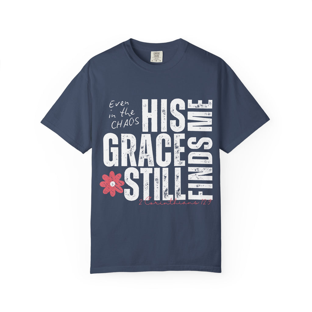 T-Shirt — Minimal Pink Flower Graphic with 'Christine' Script