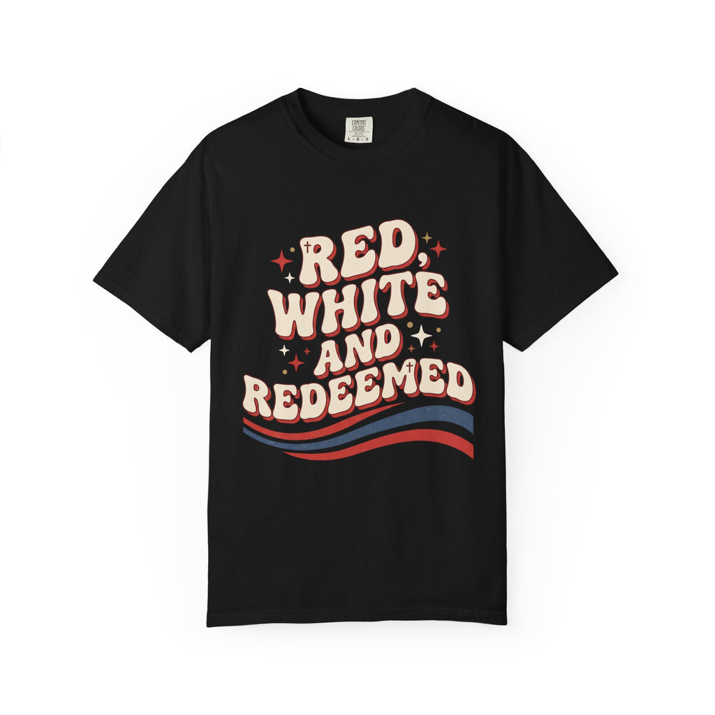Red, White and Redeemed T-Shirt — Patriotic Christian Graphic Tee
