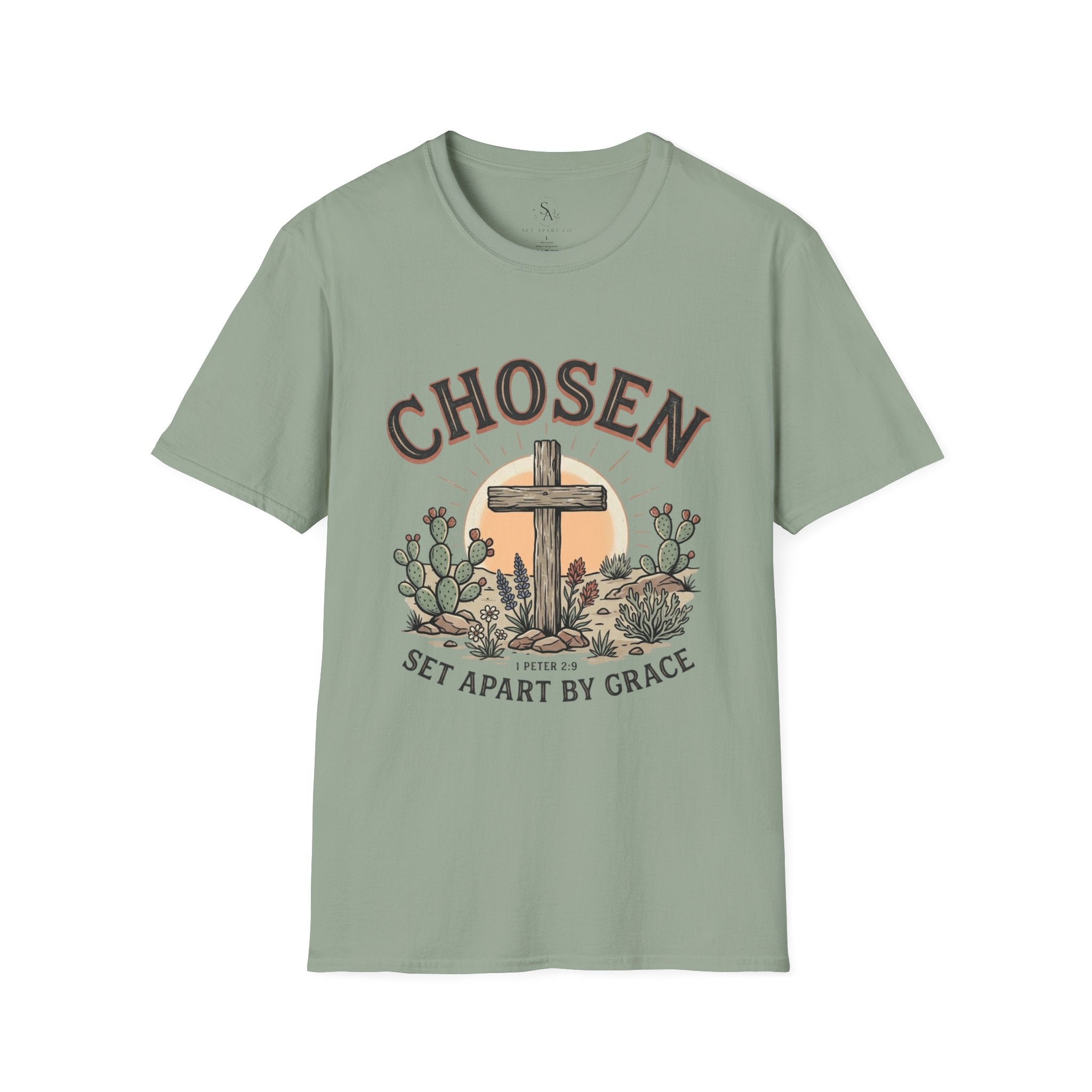 Chosen Cross T‑Shirt — "Chosen: Set Apart by Grace" Christian Tee