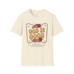 God Is Good Floral T-Shirt — Retro Inspirational Christian Tee