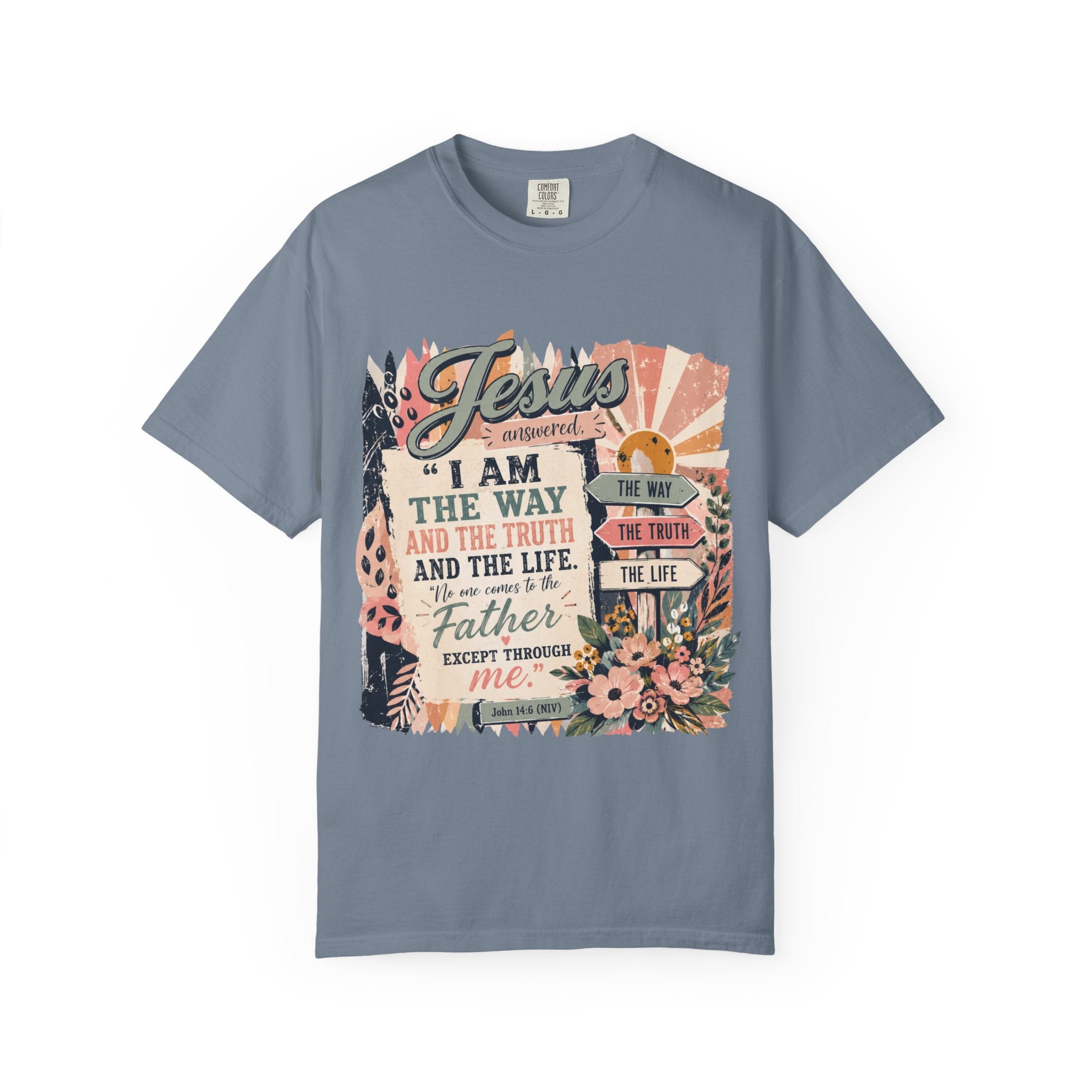 Jesus 'I Am The Way' Vintage Floral T-Shirt — Christian Faith Scripture Tee