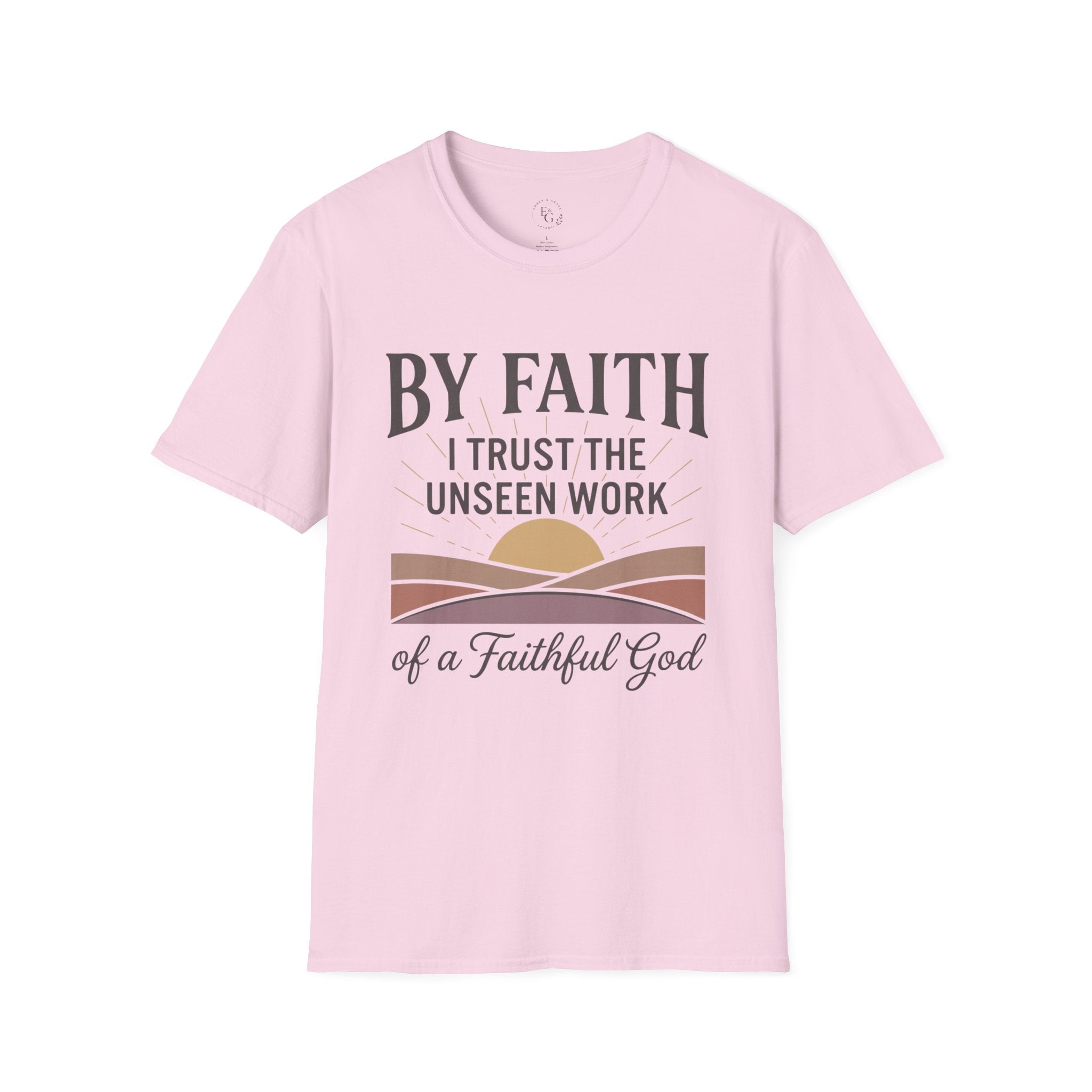 Faith T-Shirt – “By Faith I Trust the Unseen Work” Christian Inspirational Tee