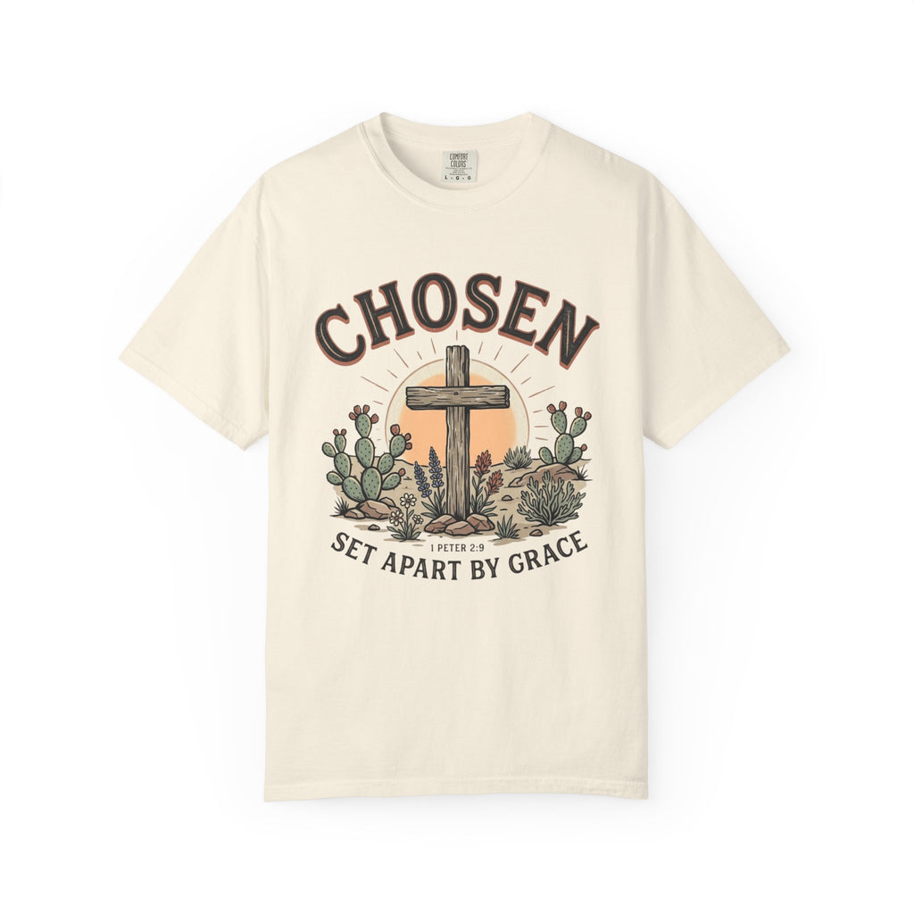 Chosen Cross T-Shirt — "Set Apart by Grace" Christian Faith Tee