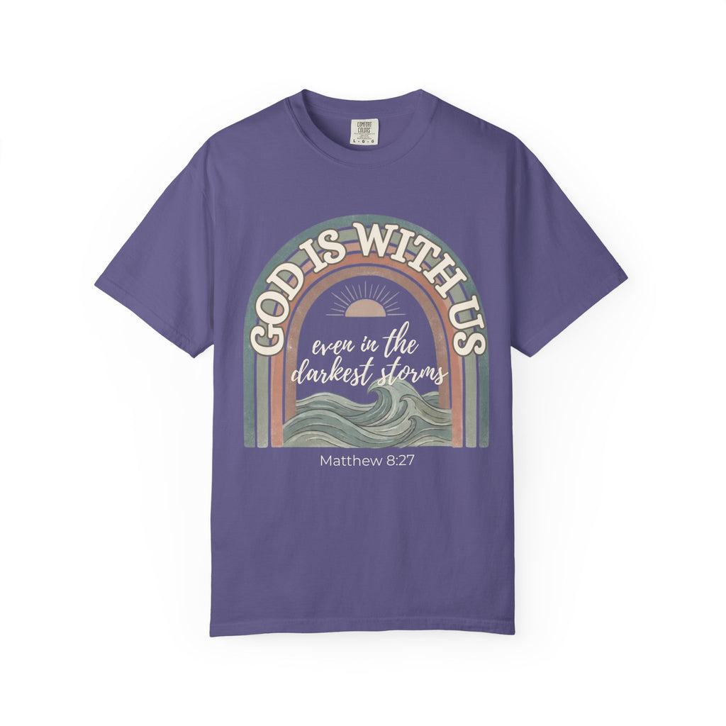 Christian ‘God Is With Us’ Rainbow T-Shirt — Faith-Based Inspirational Tee