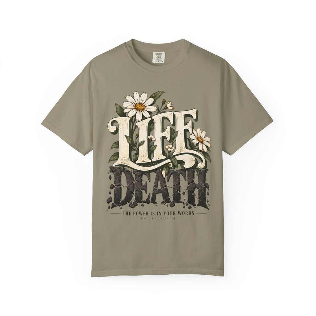 Life Over Death Floral T-Shirt — "Life/Death" Inspirational Graphic Tee