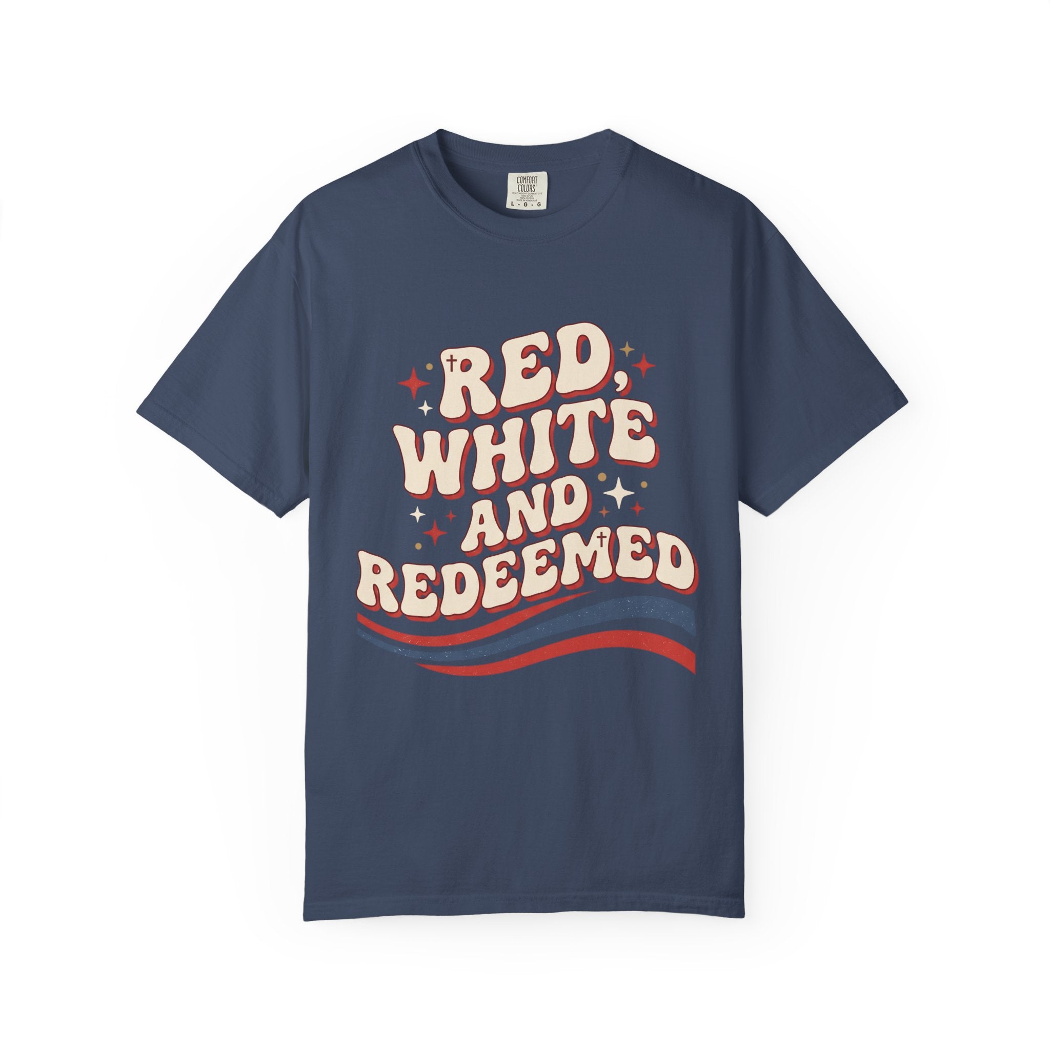 Red, White and Redeemed T-Shirt — Patriotic Christian Graphic Tee