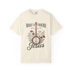 Christian Banjo T-Shirt — “What a Friend We Have in Jesus” Floral Gospel Tee