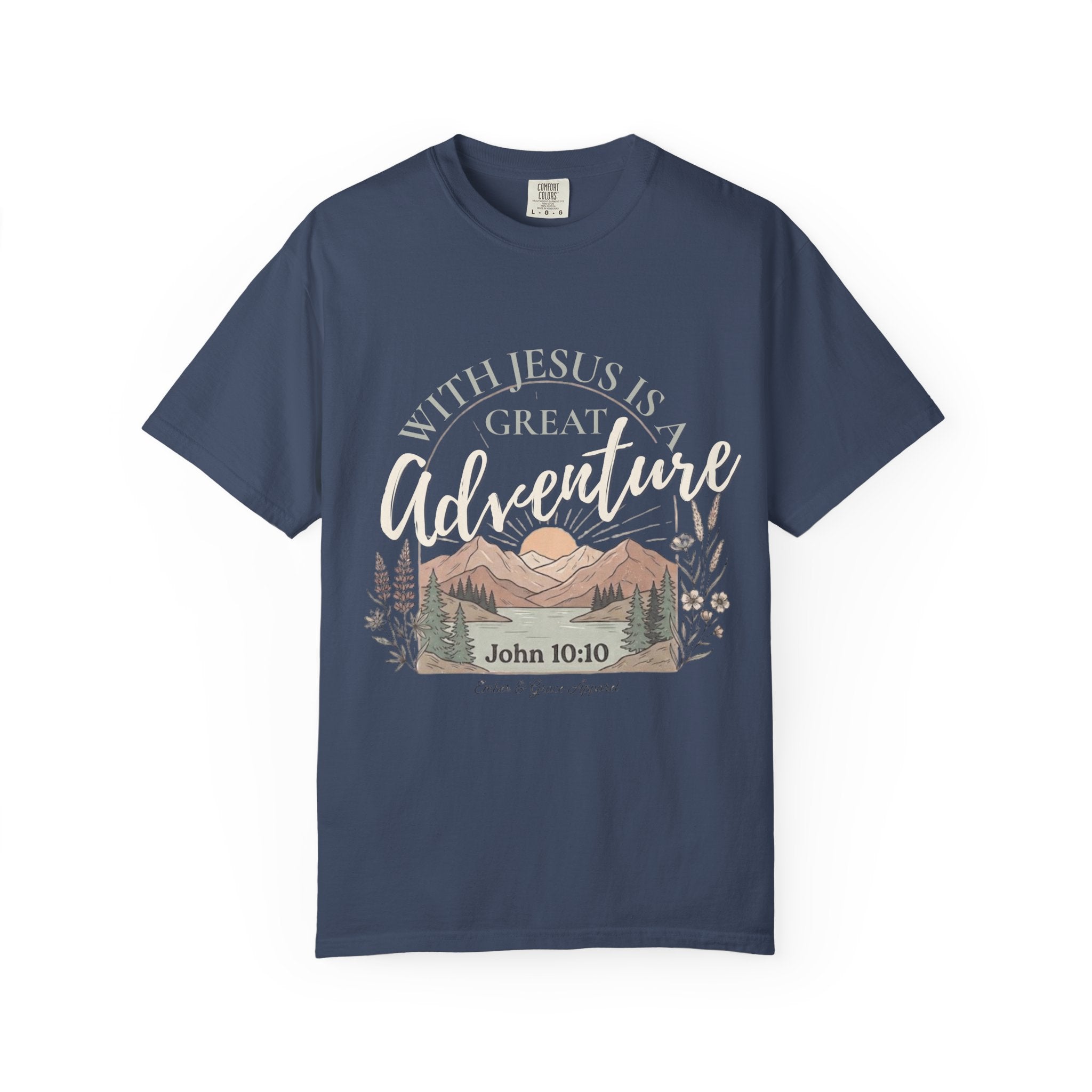 Adventure Faith T-Shirt — "With Jesus is a Great Adventure" John 10:10 Christian Tee