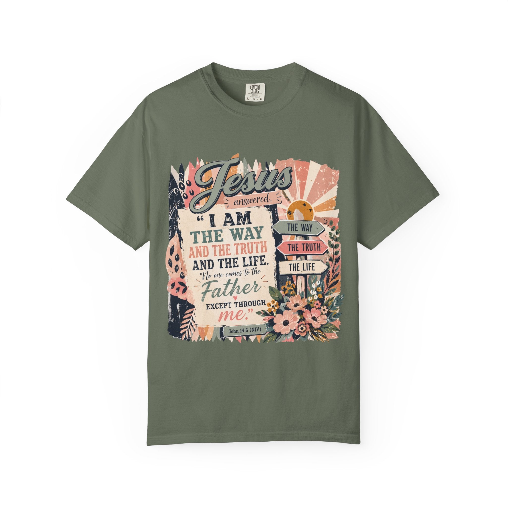 Jesus 'I Am The Way' Vintage Floral T-Shirt — Christian Faith Scripture Tee
