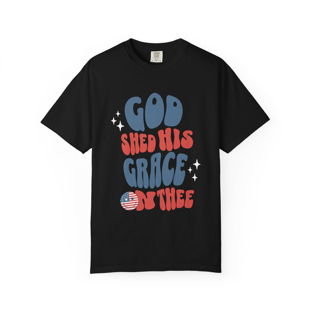 God Shed His Grace On Thee T-Shirt — Retro Patriotic Christian Tee