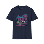 Walk By Faith T-Shirt — Neon Scripture 2 Cor. 5:7 Christian Tee