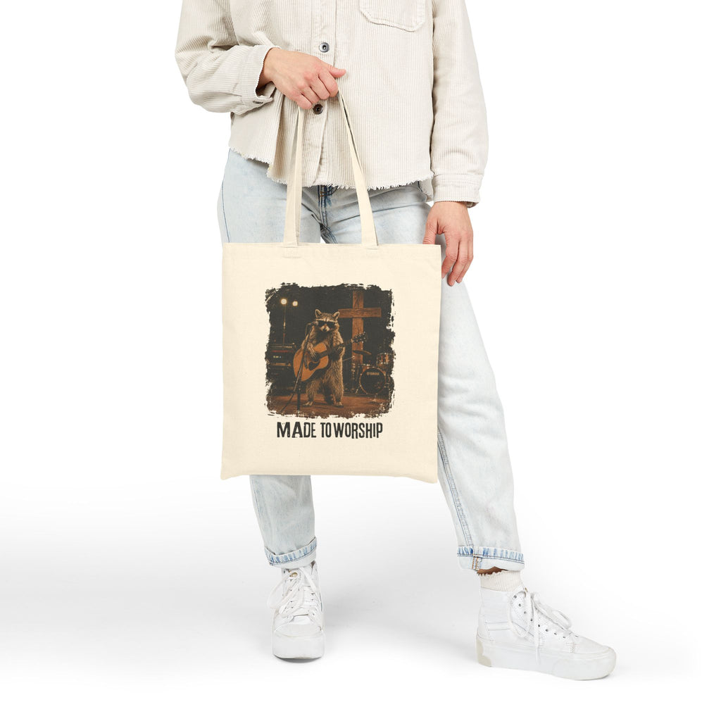 Made to Worship Cotton Tote Bag — Christian Music Guitar Worshipper Canvas Tote