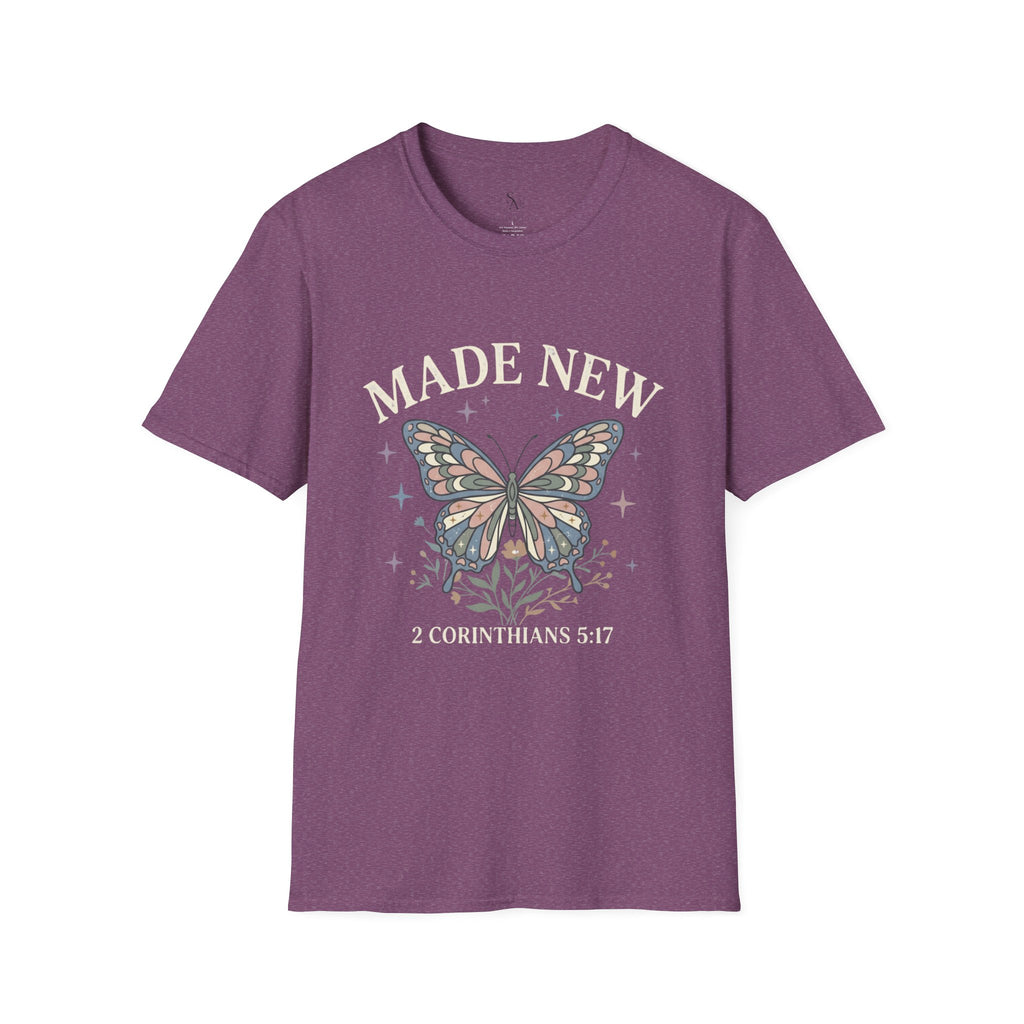Made New Butterfly T-Shirt — 2 Corinthians 5:17 Christian Faith Tee