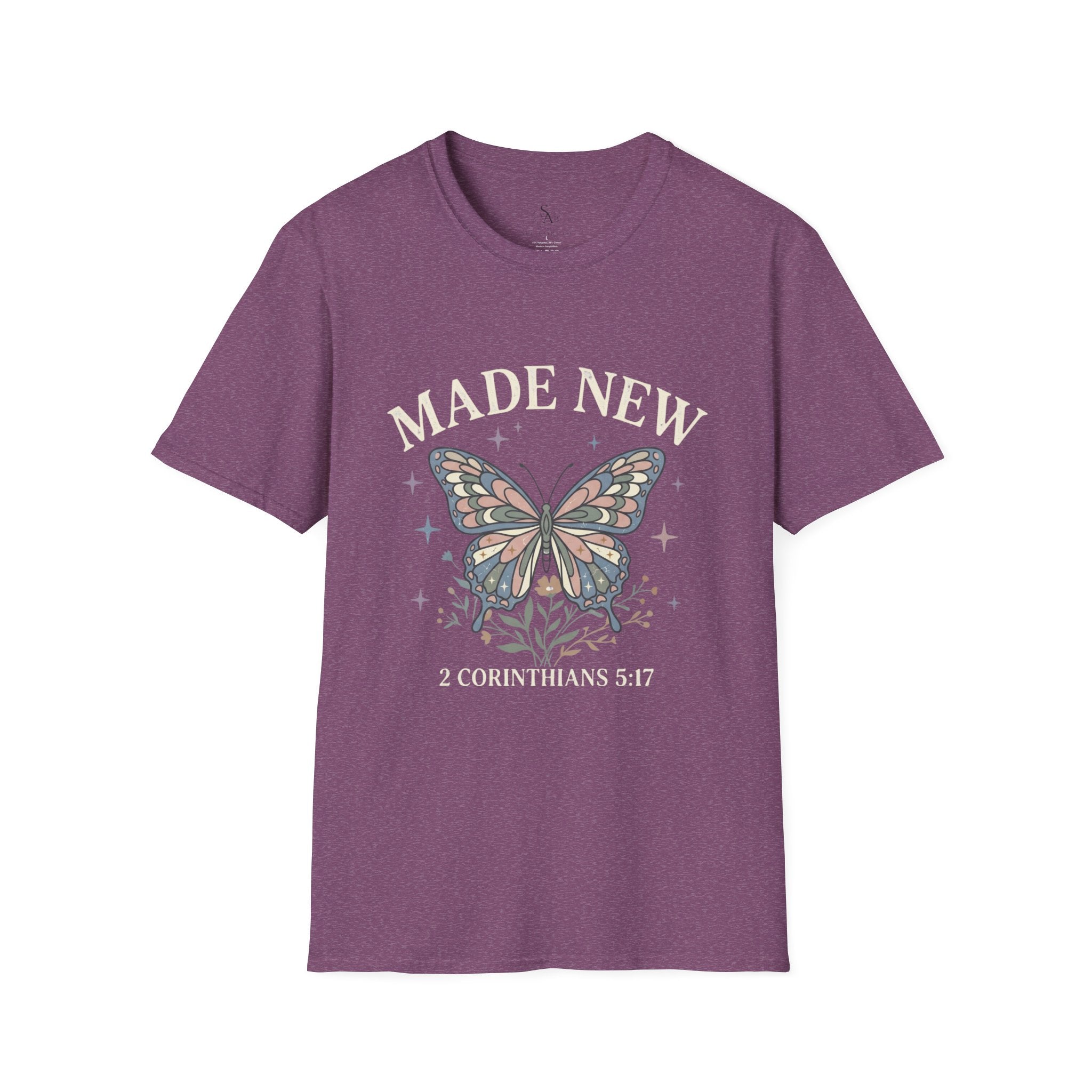 Made New Butterfly T-Shirt — 2 Corinthians 5:17 Christian Faith Tee