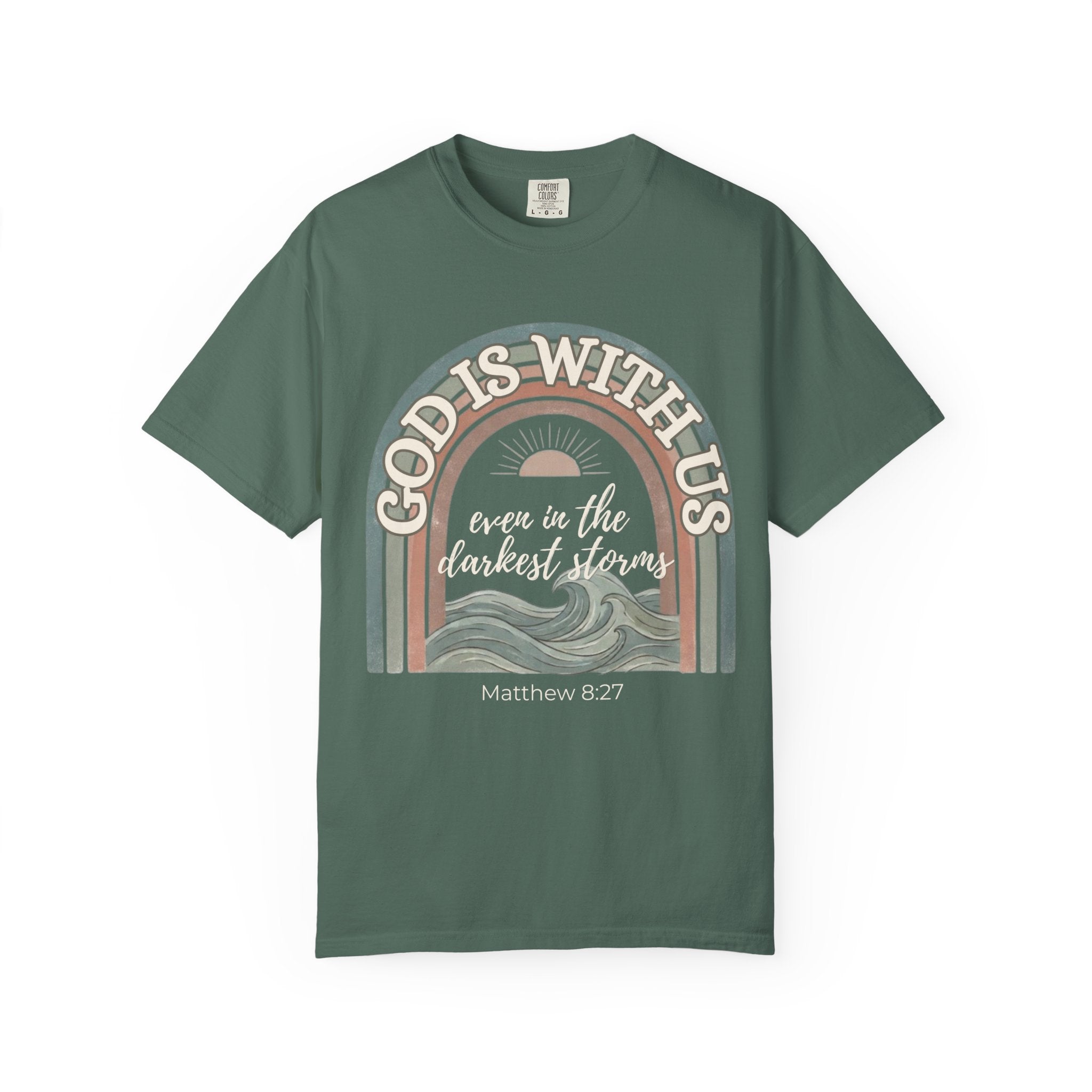 Christian ‘God Is With Us’ Rainbow T-Shirt — Faith-Based Inspirational Tee
