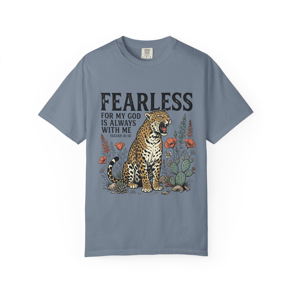 Fearless Leopard Christian T-Shirt — "For My God is Always With Me" Inspirational Tee