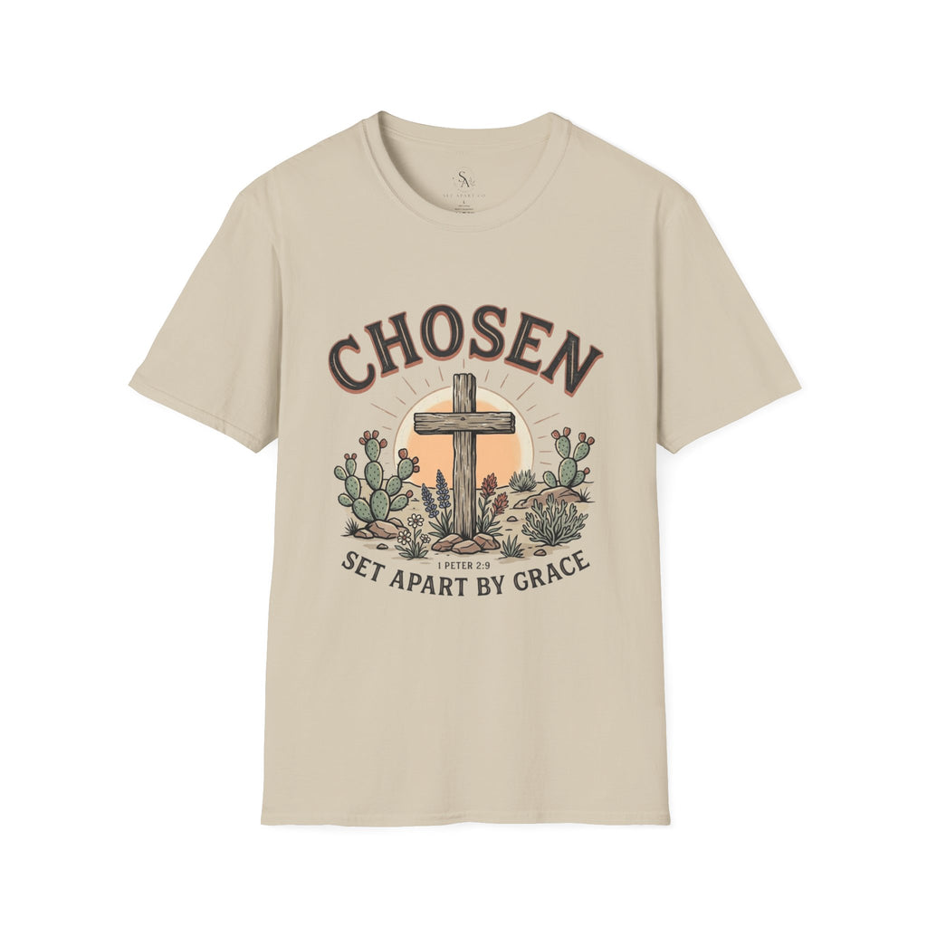 Chosen Cross T‑Shirt — "Chosen: Set Apart by Grace" Christian Tee