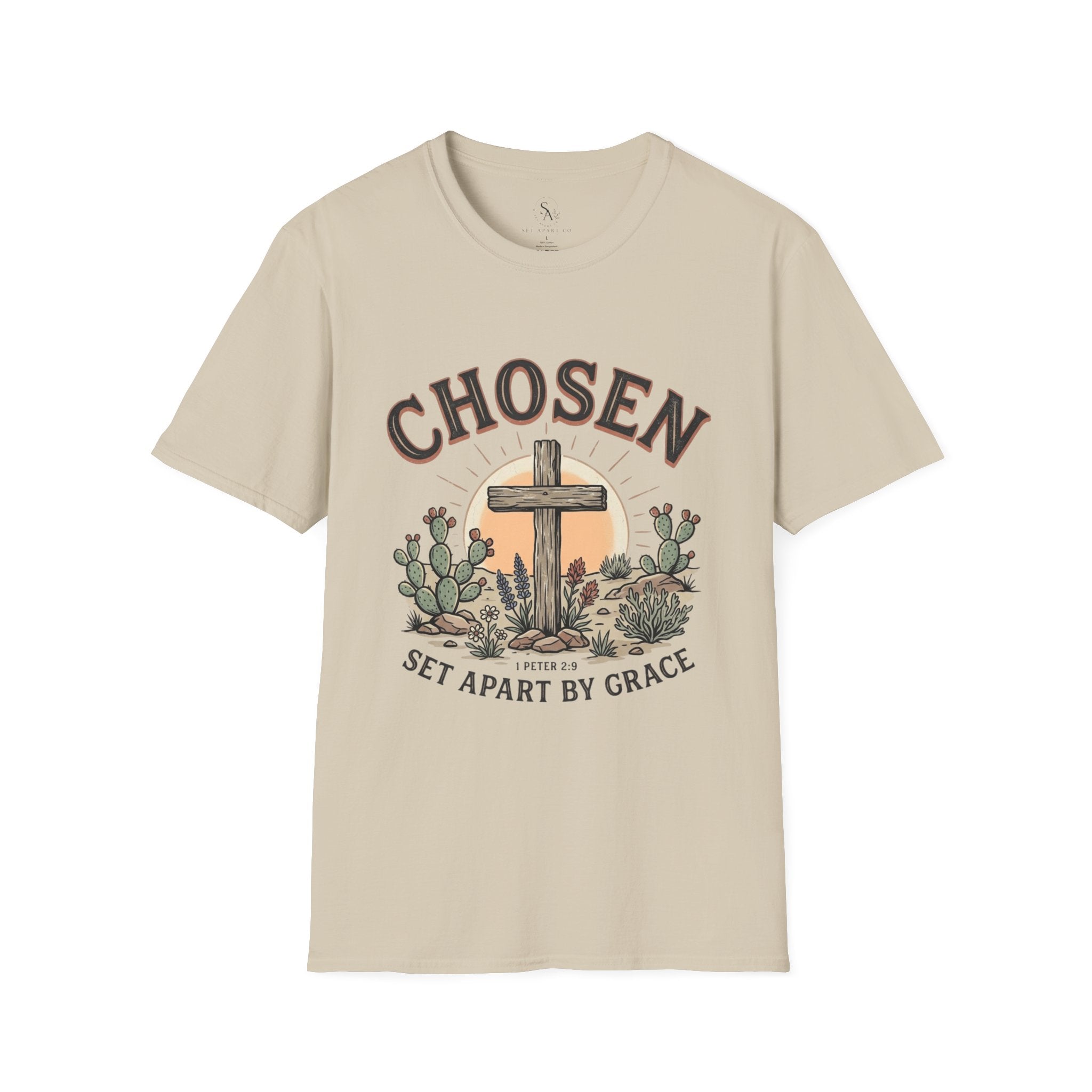 Chosen Cross T‑Shirt — "Chosen: Set Apart by Grace" Christian Tee