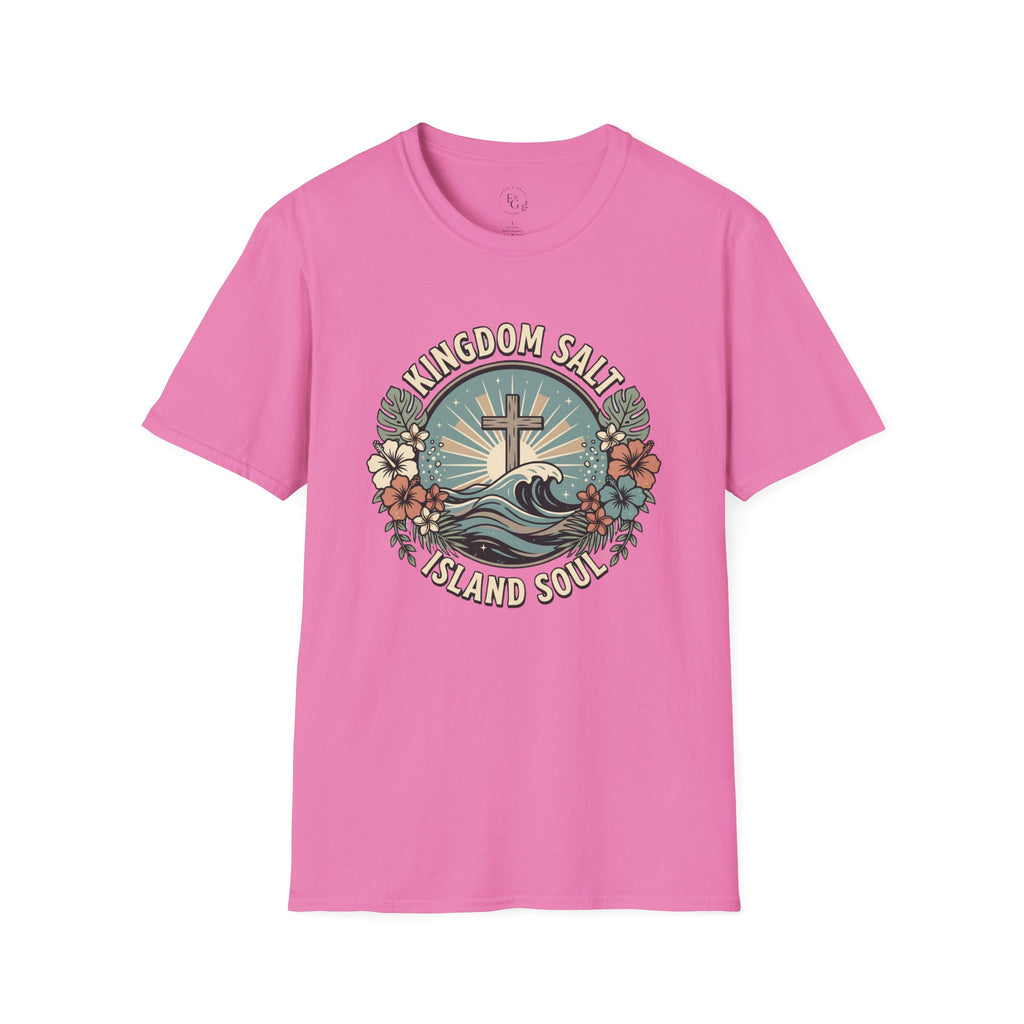 Kingdom Salt Island Soul T-Shirt — Cross, Waves & Tropical Floral Faith Tee