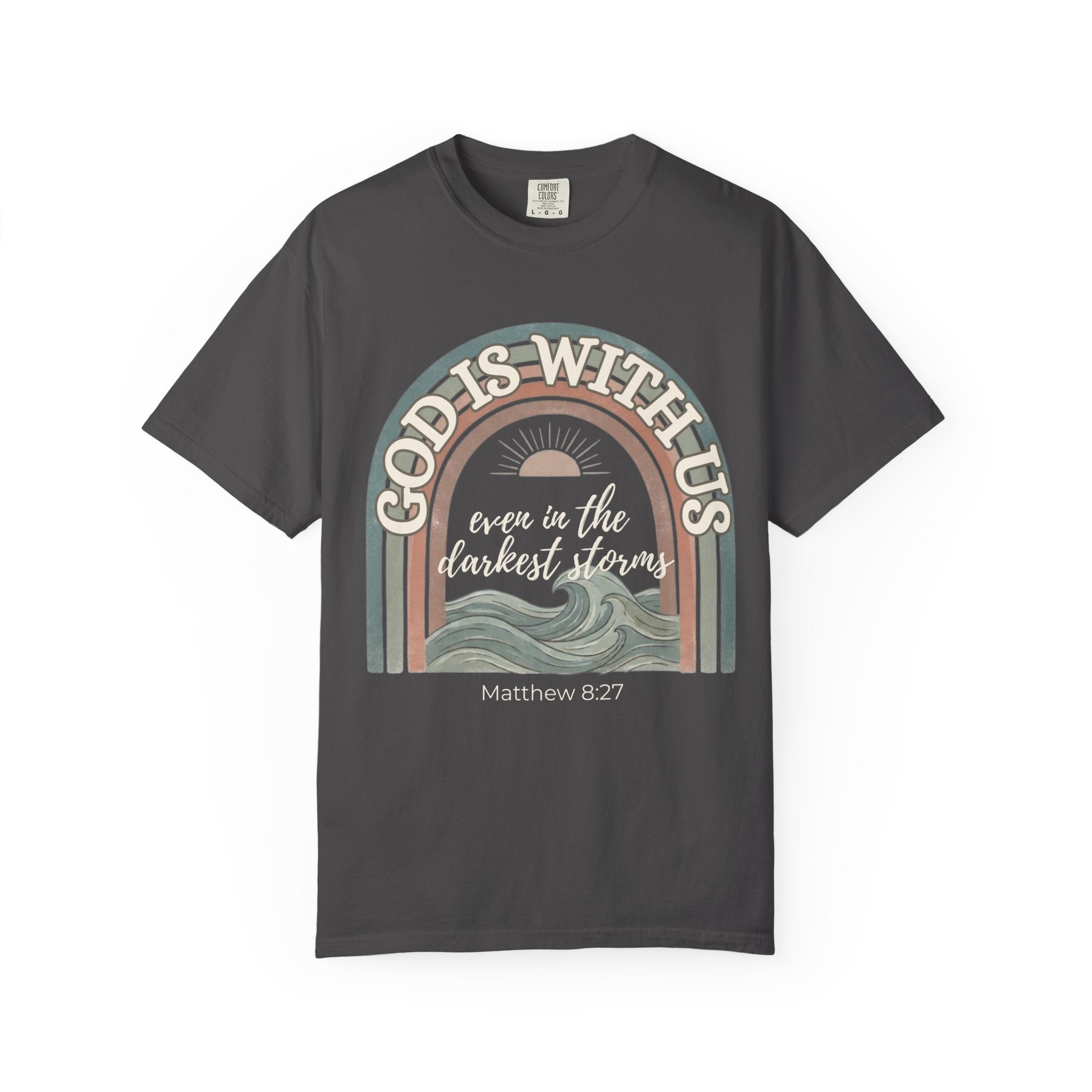 Christian ‘God Is With Us’ Rainbow T-Shirt — Faith-Based Inspirational Tee