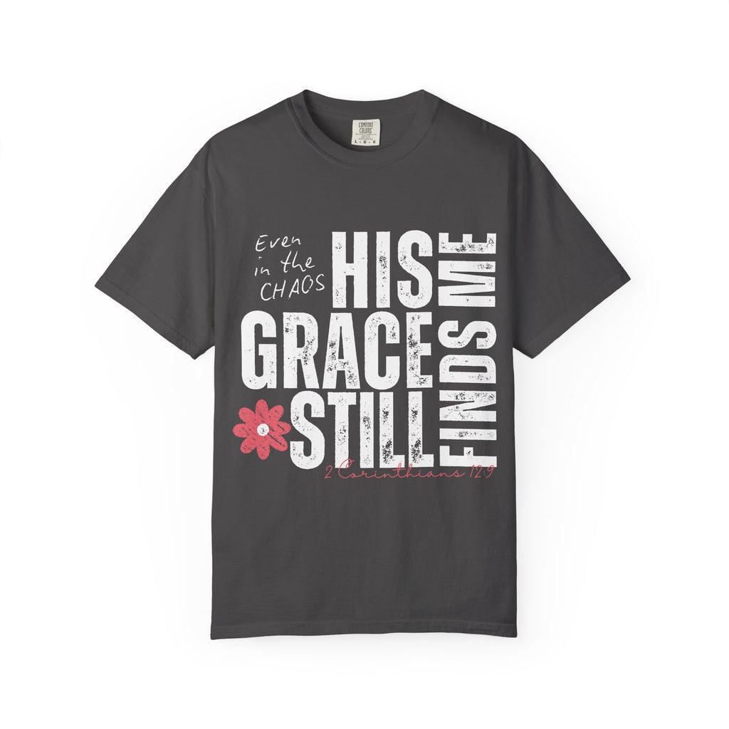 T-Shirt — Minimal Pink Flower Graphic with 'Christine' Script