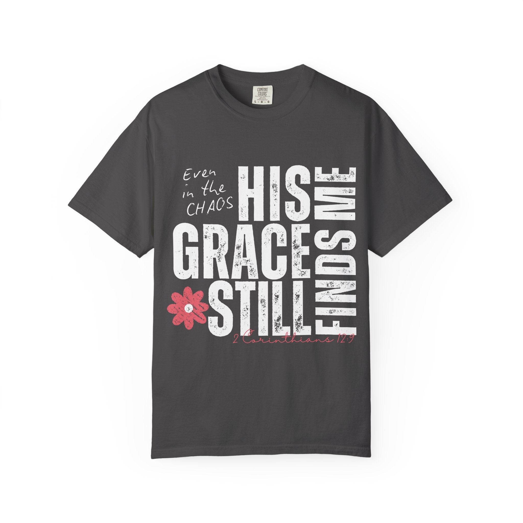 T-Shirt — Minimal Pink Flower Graphic with 'Christine' Script