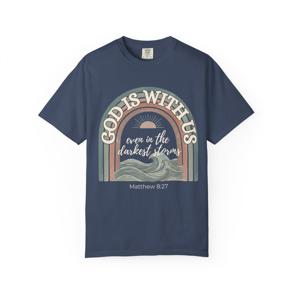 Christian ‘God Is With Us’ Rainbow T-Shirt — Faith-Based Inspirational Tee