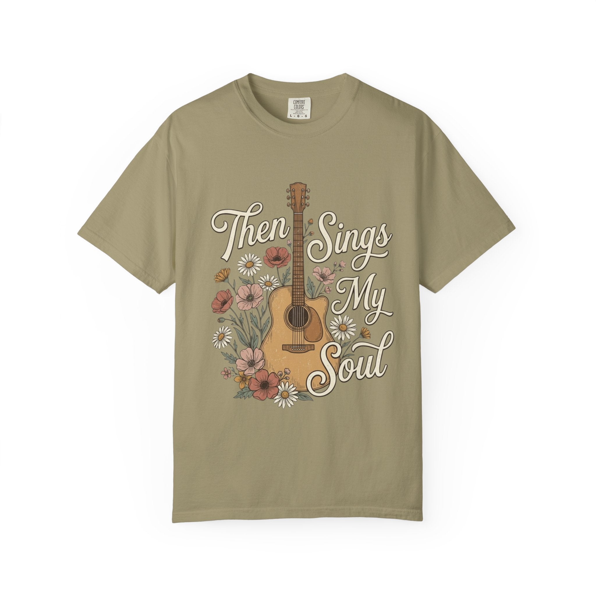 Then Sings My Soul Guitar T-Shirt — Floral Acoustic Music Tee