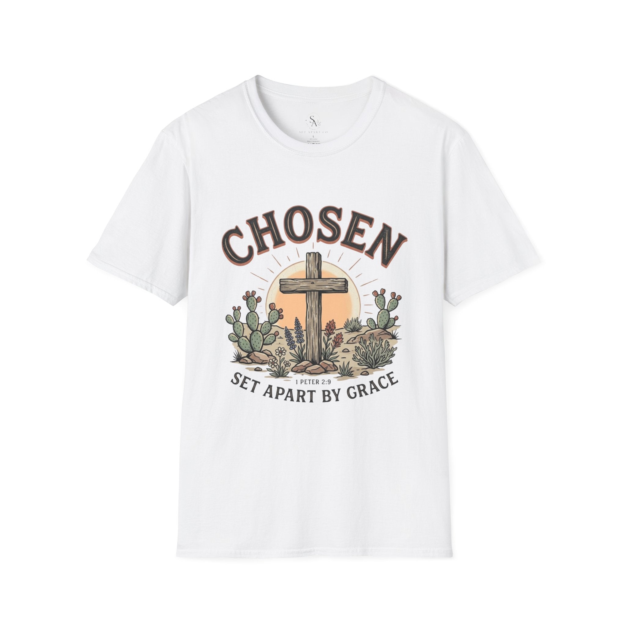 Chosen Cross T‑Shirt — "Chosen: Set Apart by Grace" Christian Tee