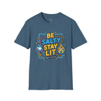 Be Salty Stay Lit T-Shirt — Neon Beach Graphic Tee (Matt. 5:13-14)