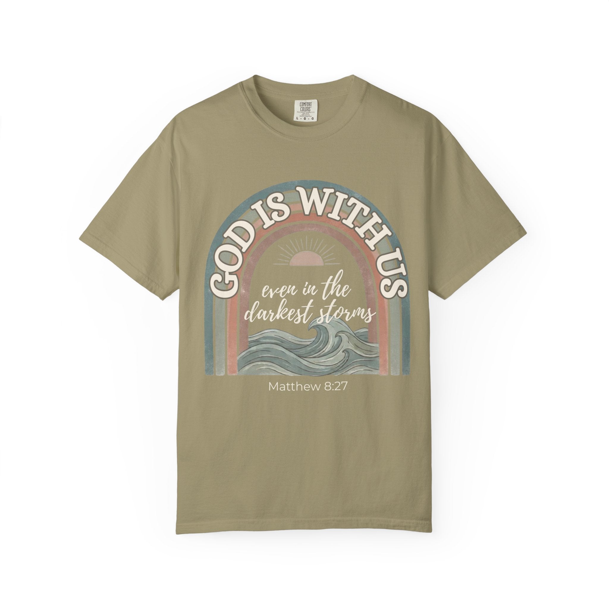 Christian ‘God Is With Us’ Rainbow T-Shirt — Faith-Based Inspirational Tee