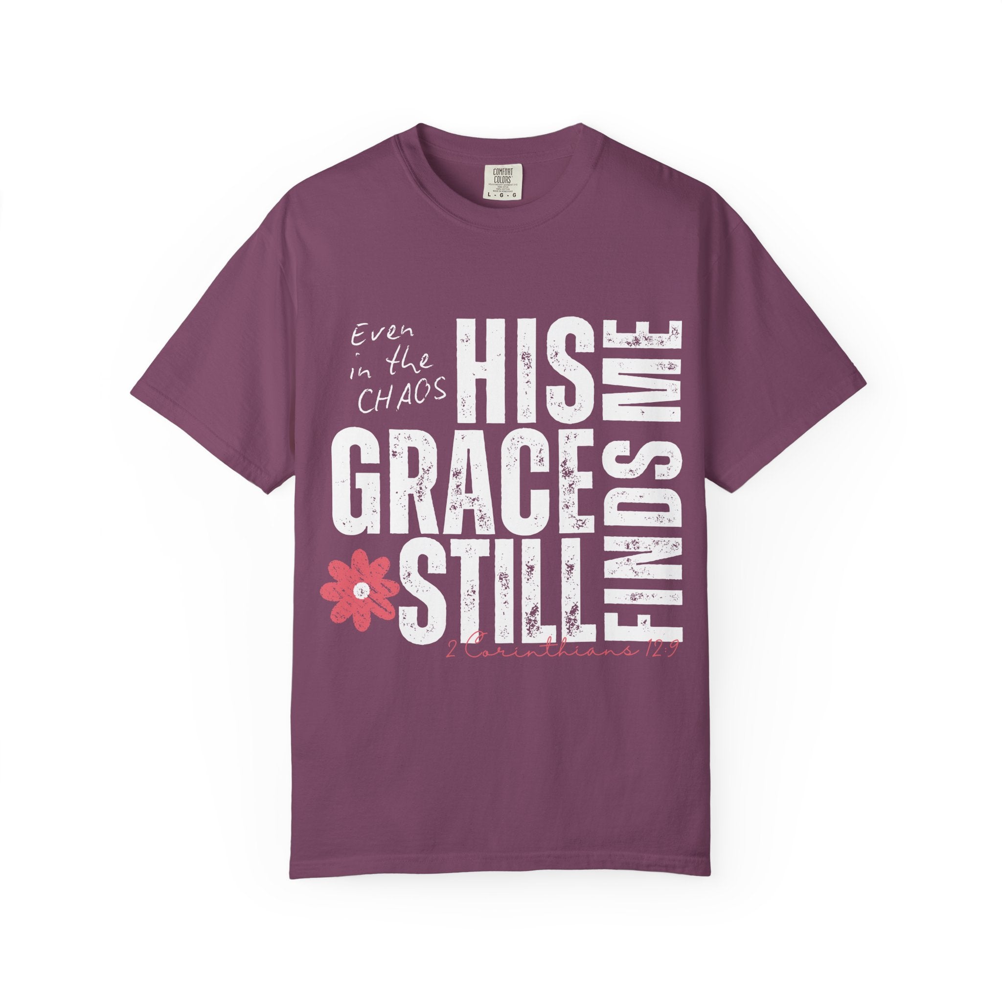 T-Shirt — Minimal Pink Flower Graphic with 'Christine' Script