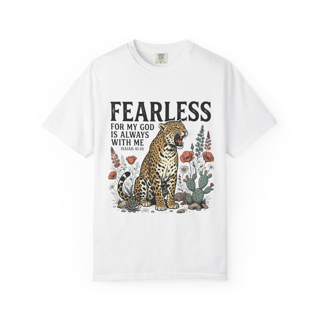 Fearless Leopard Christian T-Shirt — "For My God is Always With Me" Inspirational Tee