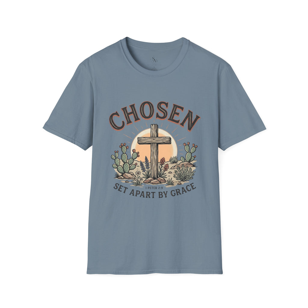 Chosen Cross T‑Shirt — "Chosen: Set Apart by Grace" Christian Tee