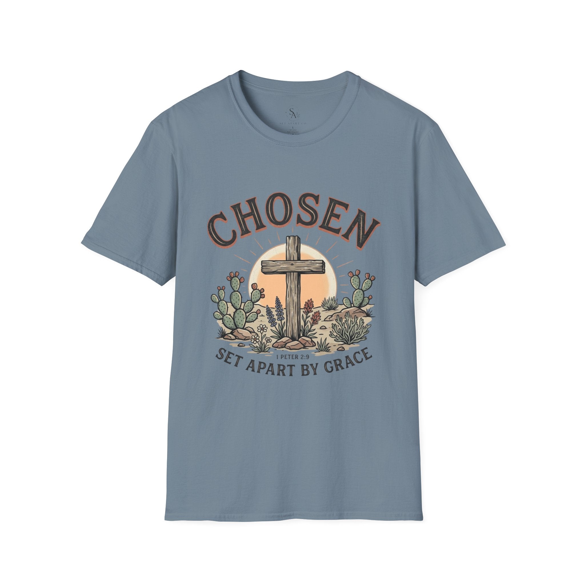 Chosen Cross T‑Shirt — "Chosen: Set Apart by Grace" Christian Tee