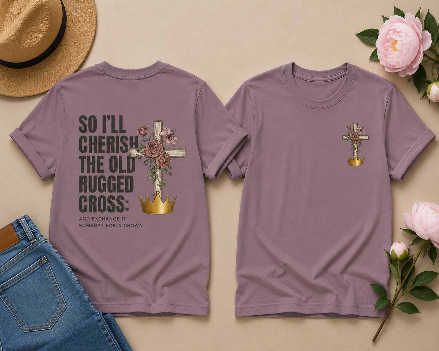 Old Rugged Crows T-Shirt — Floral Christian Faith Tee