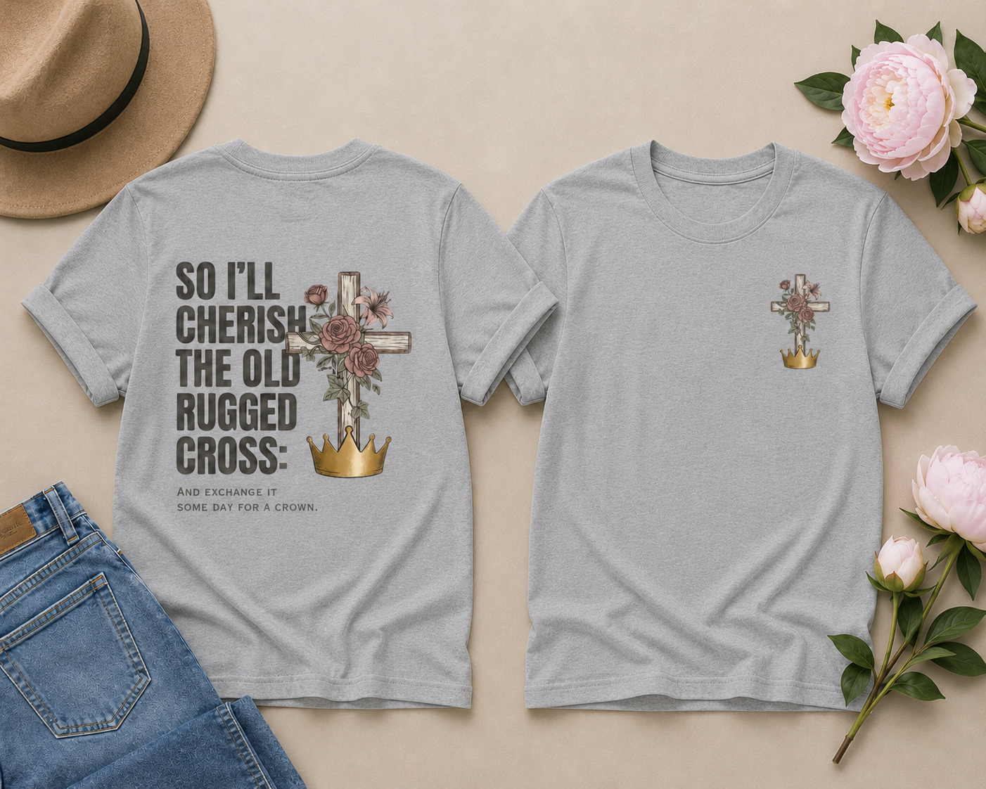 Old Rugged Crows T-Shirt — Floral Christian Faith Tee