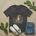 Fearless Leopard Christian T-Shirt — "Fearless for My God is Always With Me" (Isaiah 41:10)