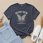 Made New Butterfly T-Shirt — 2 Corinthians 5:17 Christian Faith Tee