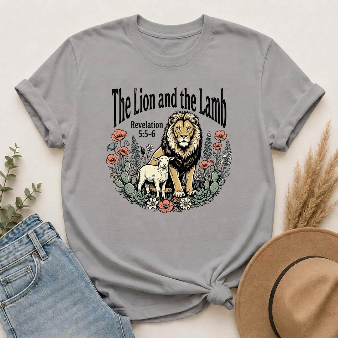 The Lion and the Lamb T-Shirt – Christian Scripture Tee (Revelation 5:5-6)