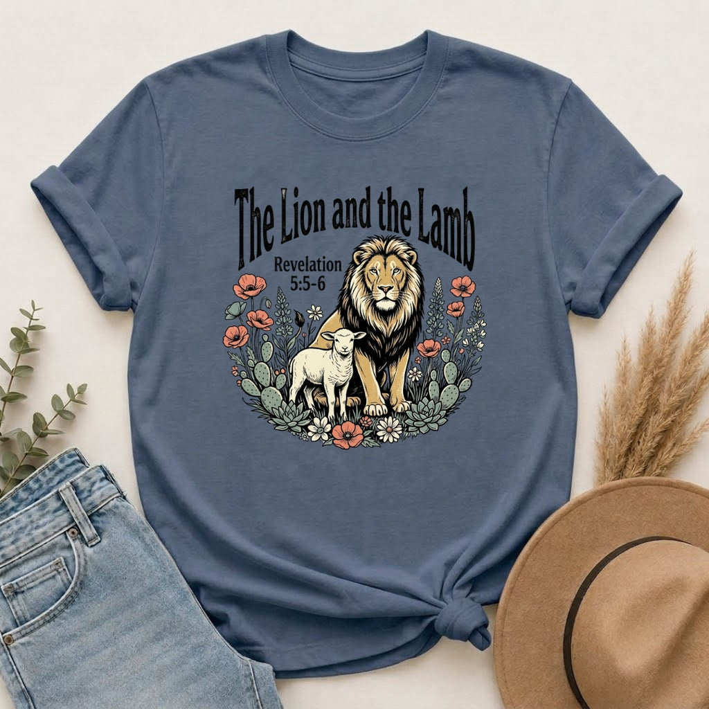 The Lion and the Lamb T-Shirt – Christian Scripture Tee (Revelation 5:5-6)