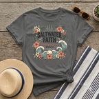 Saltwater Faith T-Shirt — 'Walking in Grace' Floral Surf Christian Tee