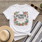 Saltwater Faith T-Shirt — 'Walking in Grace' Floral Surf Christian Tee