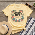 Saltwater Faith T-Shirt — 'Walking in Grace' Floral Surf Christian Tee