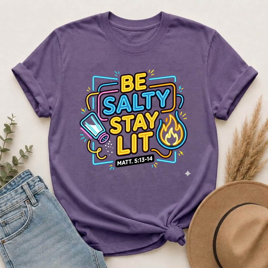 Be Salty Stay Lit T-Shirt — Christian Youth Graphic Tee (Matt. 5:13–14)