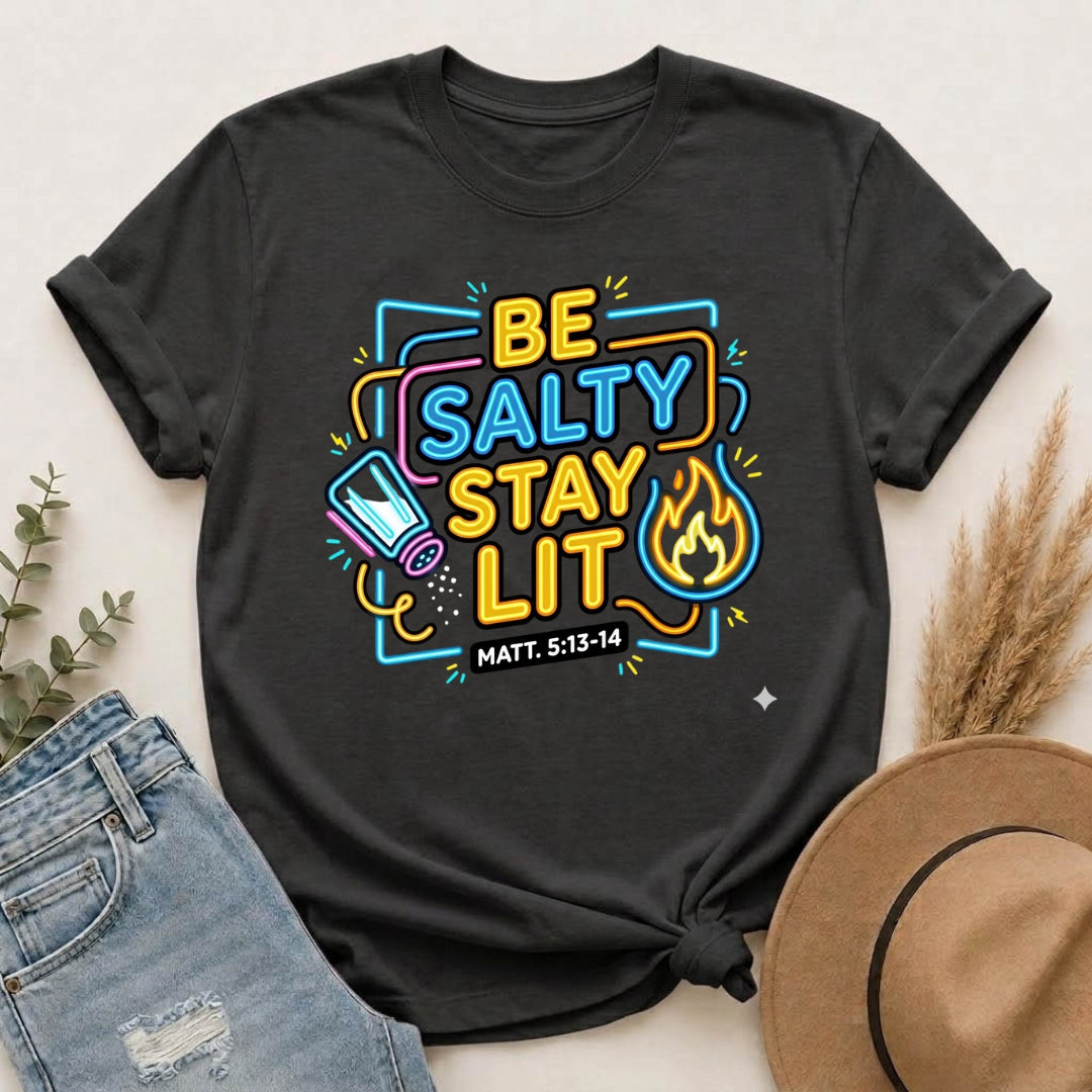 Be Salty Stay Lit T-Shirt — Christian Youth Graphic Tee (Matt. 5:13–14)