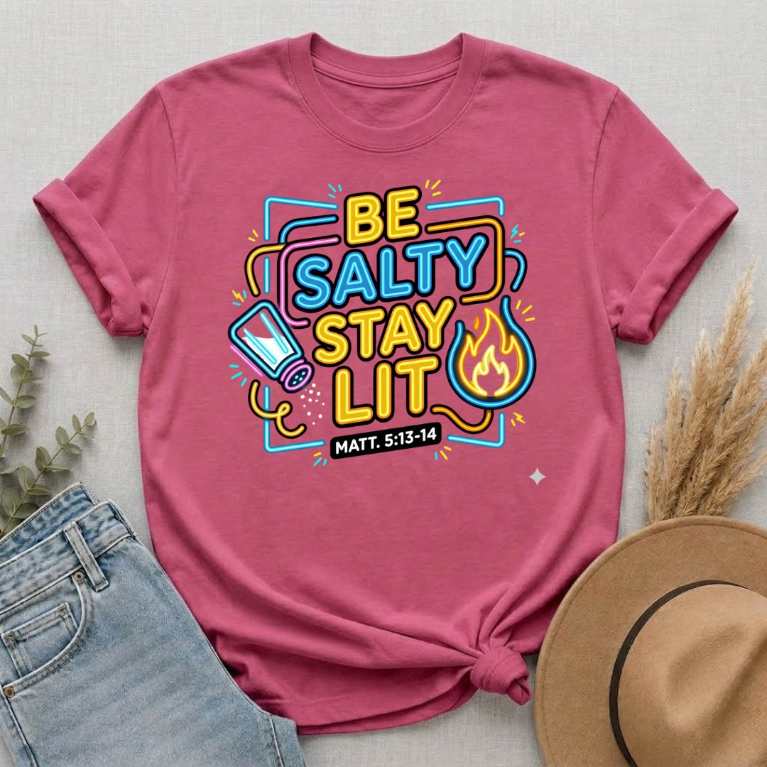 Be Salty Stay Lit T-Shirt — Christian Youth Graphic Tee (Matt. 5:13–14)