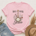 Christian Banjo T-Shirt — “What a Friend We Have in Jesus” Floral Gospel Tee