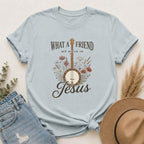 Christian Banjo T-Shirt — “What a Friend We Have in Jesus” Floral Gospel Tee