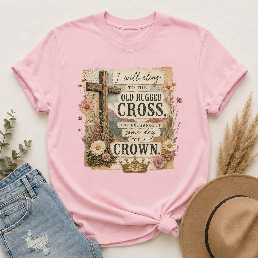 Vintage Christian T-Shirt — "I Will Cling to the Old Rugged Cross"